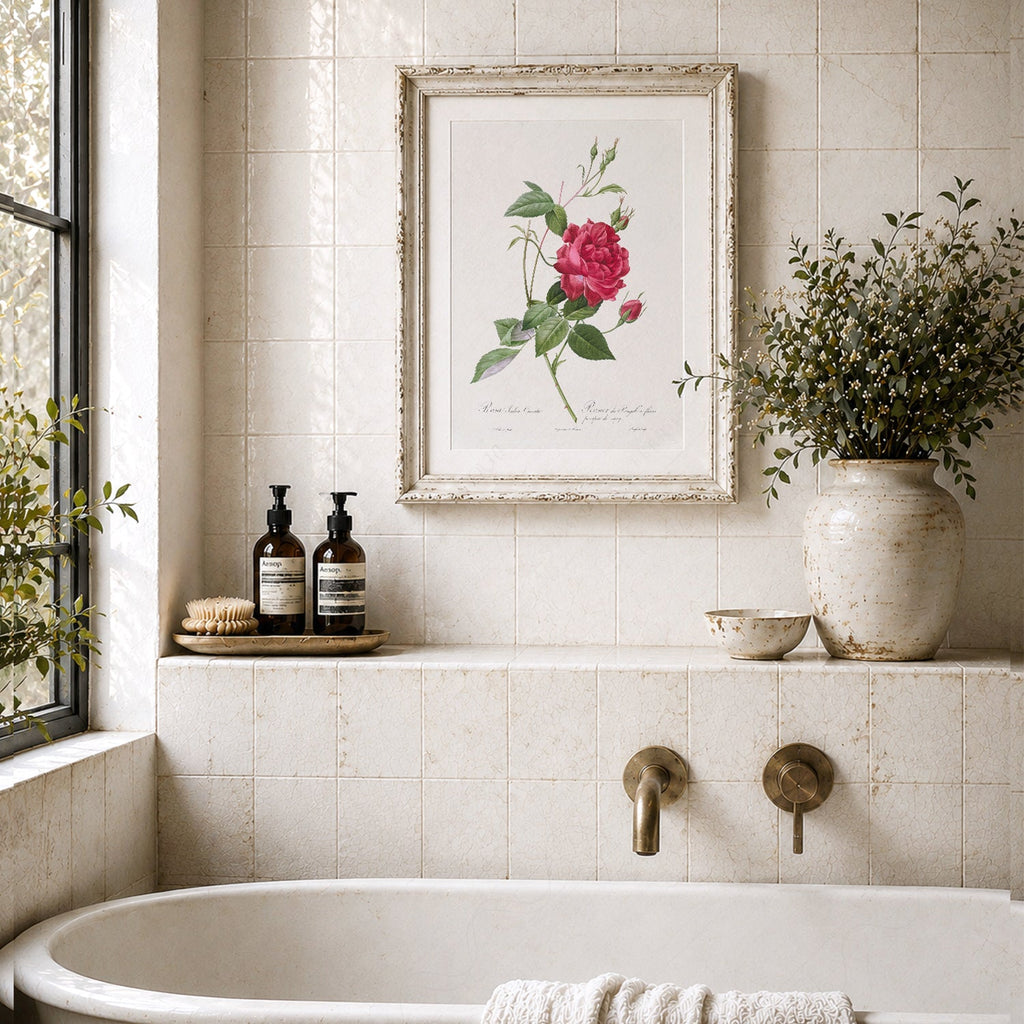 Pierre-Joseph Redouté Rosa Indica Cruenta Print – Botanical Wall Art