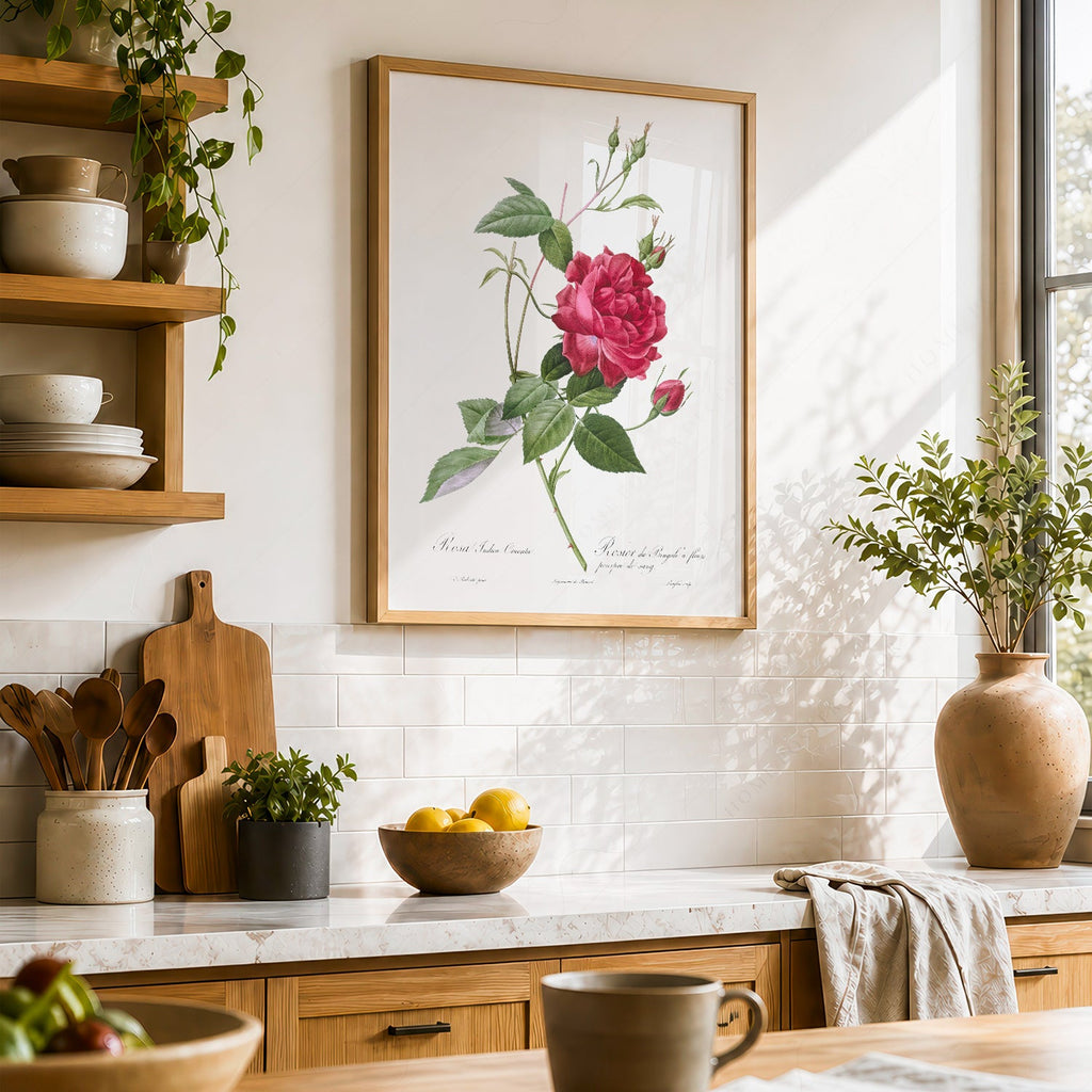 Pierre-Joseph Redouté Rosa Indica Cruenta Print – Botanical Wall Art