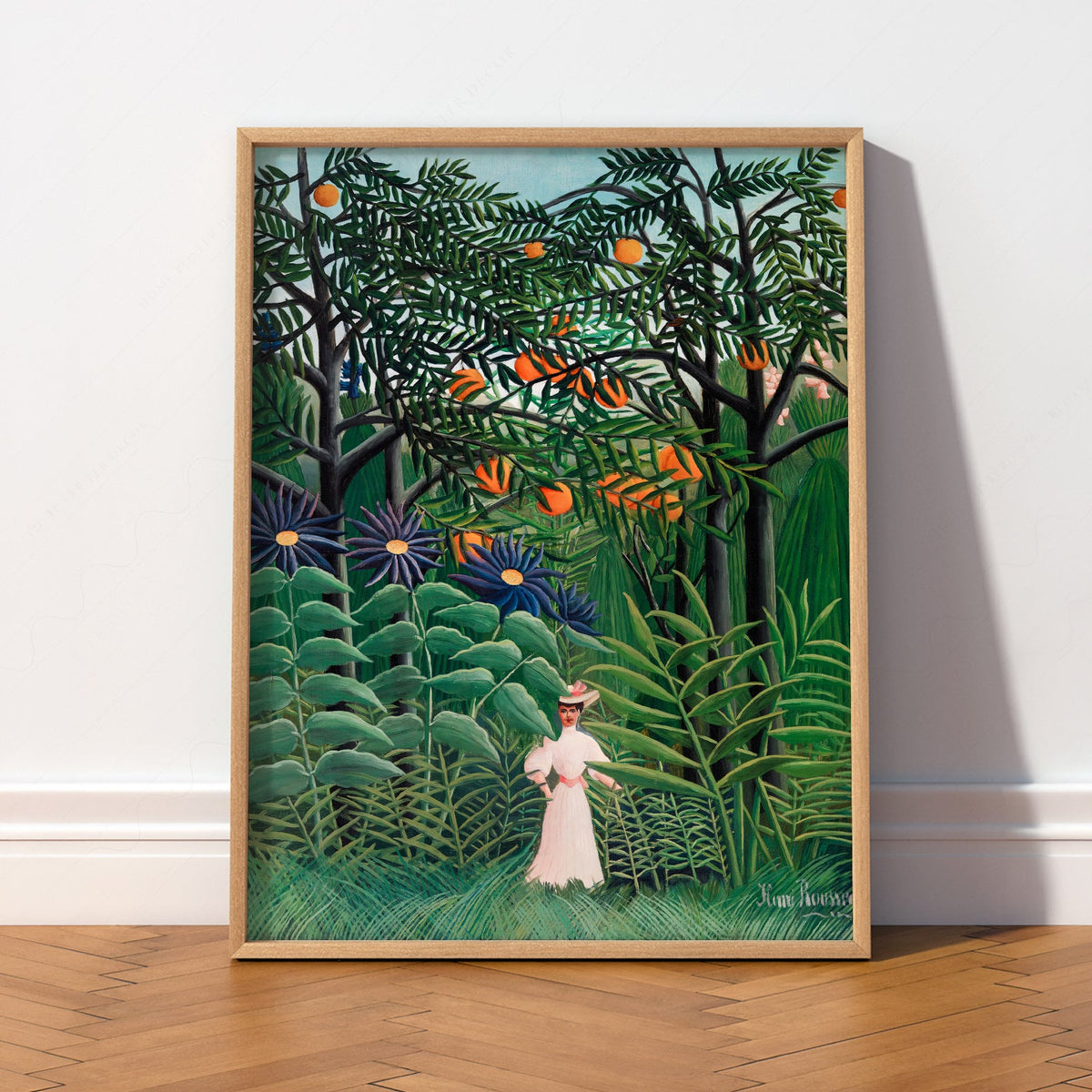 Henri Rousseau Femme se promenant dans une forêt exotique - Reproduction d'art de jungle