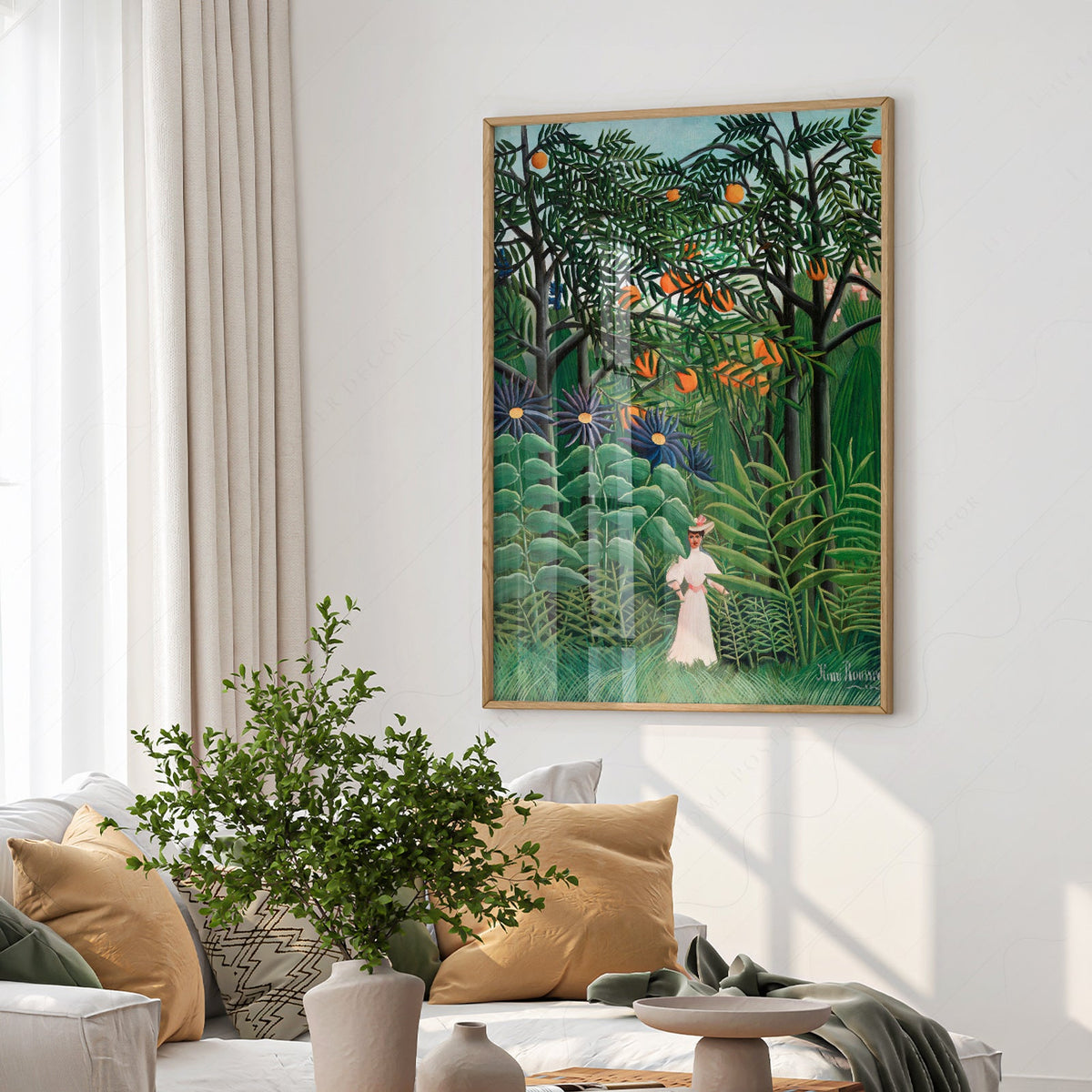 Henri Rousseau Femme se promenant dans une forêt exotique - Reproduction d'art de jungle