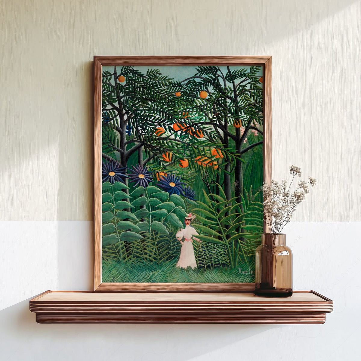 Henri Rousseau Femme se promenant dans une forêt exotique - Reproduction d'art de jungle