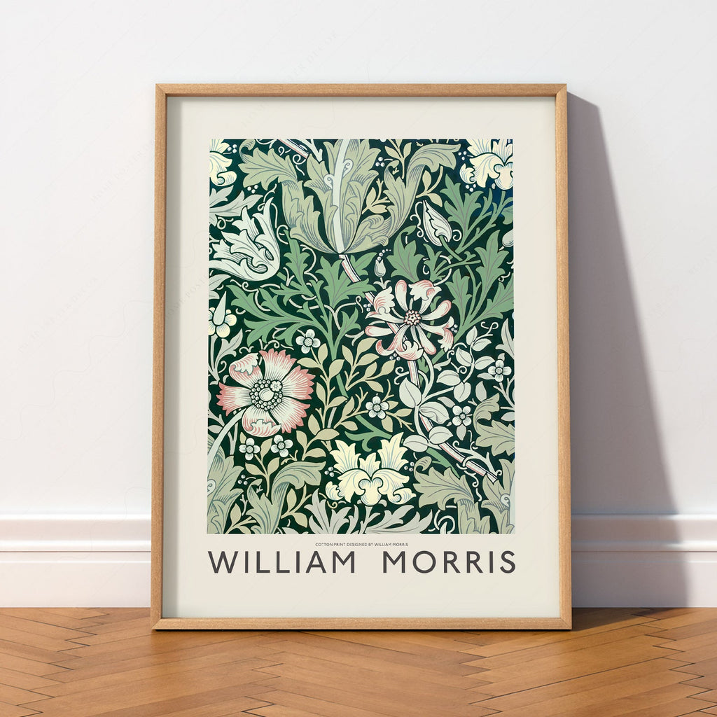 William Morris Compton Art Print – Green Floral Botanical Poster