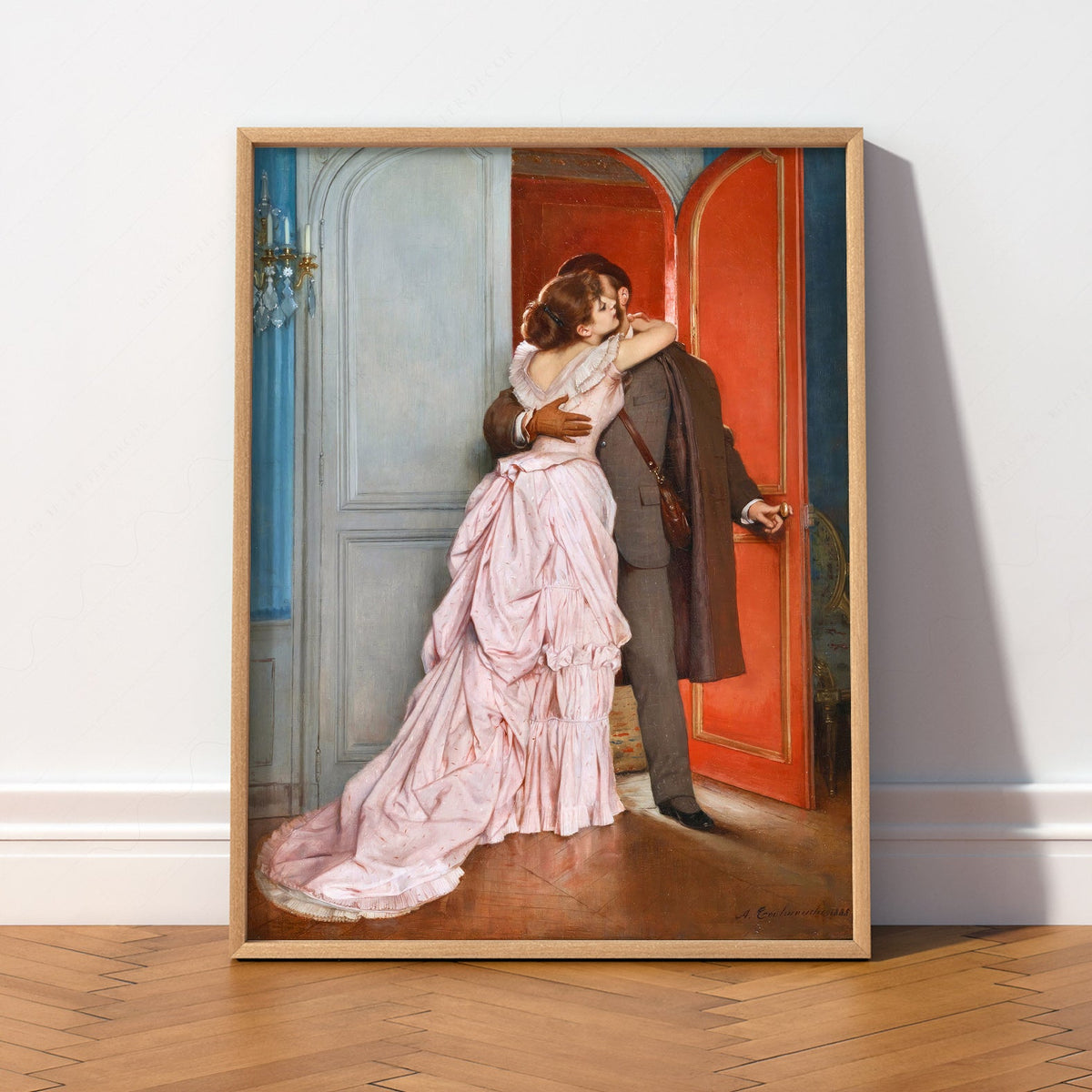 Impression artistique Auguste Toulmouche Le Baiser – Affiche murale romantique victorienne