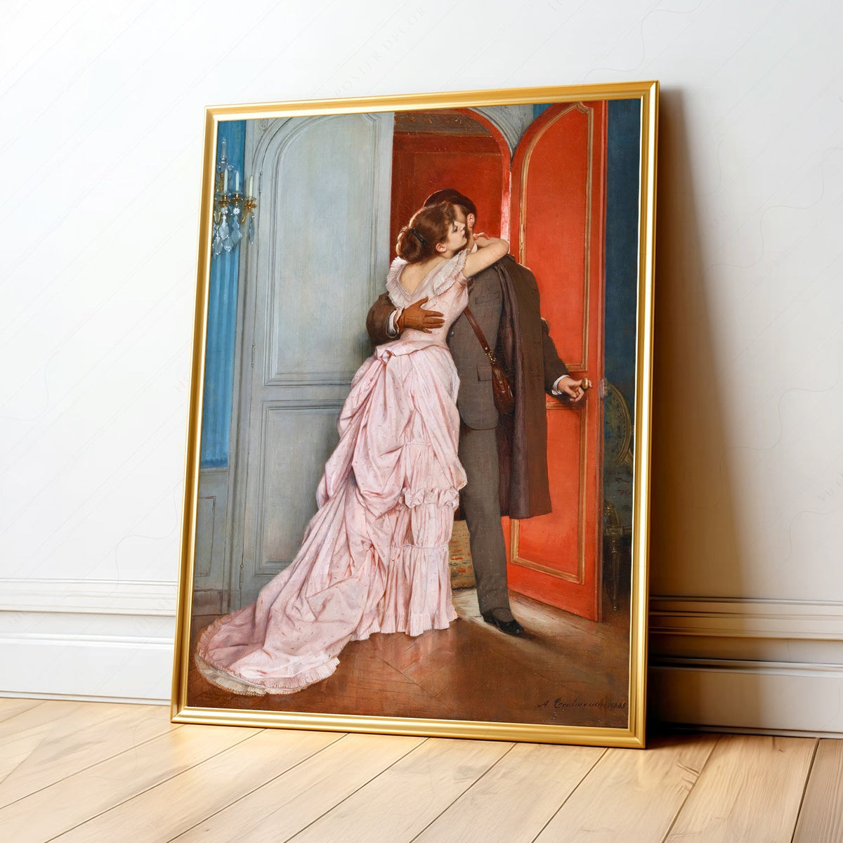 Impression artistique Auguste Toulmouche Le Baiser – Affiche murale romantique victorienne