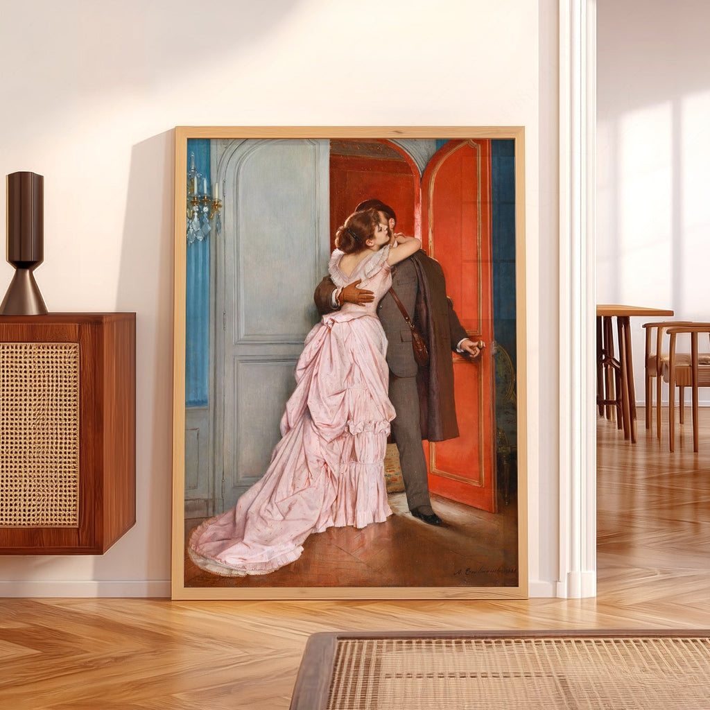 Impression artistique Auguste Toulmouche Le Baiser – Affiche murale romantique victorienne
