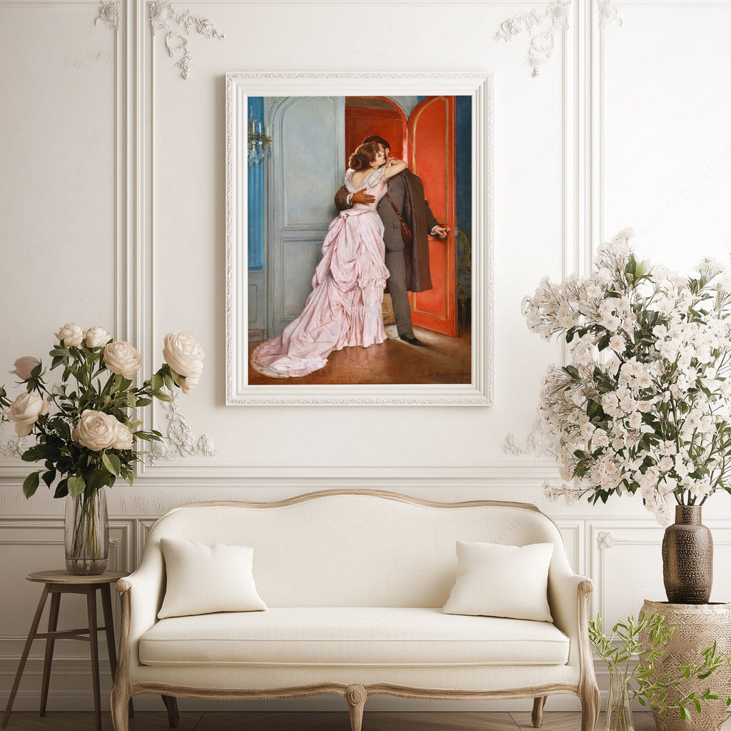 Impression artistique Auguste Toulmouche Le Baiser – Affiche murale romantique victorienne
