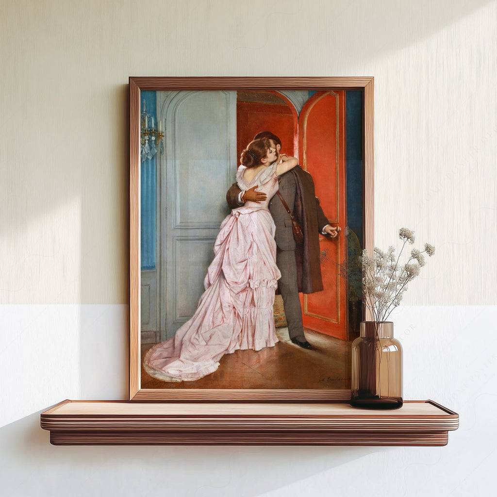 Impression artistique Auguste Toulmouche Le Baiser – Affiche murale romantique victorienne