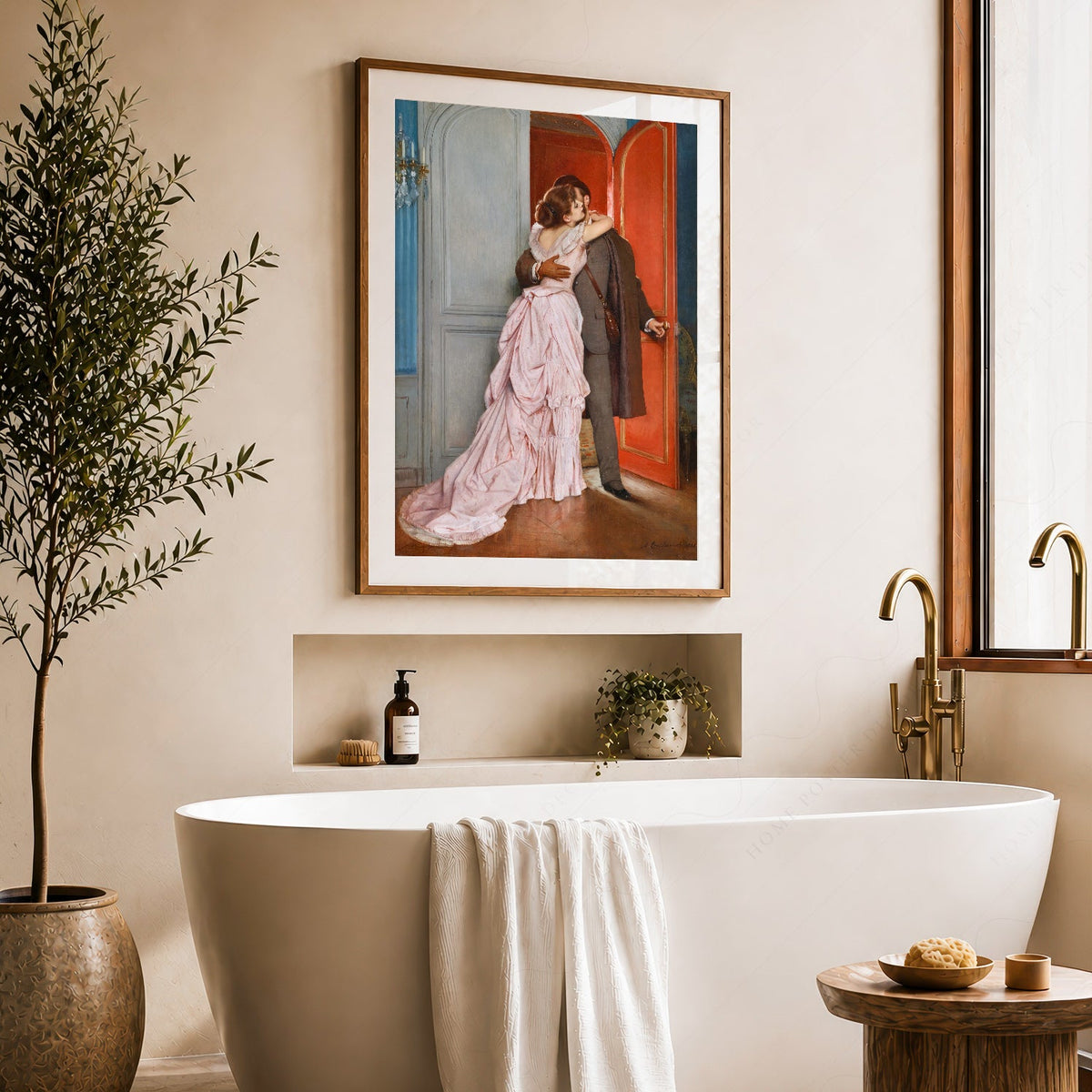 Impression artistique Auguste Toulmouche Le Baiser – Affiche murale romantique victorienne