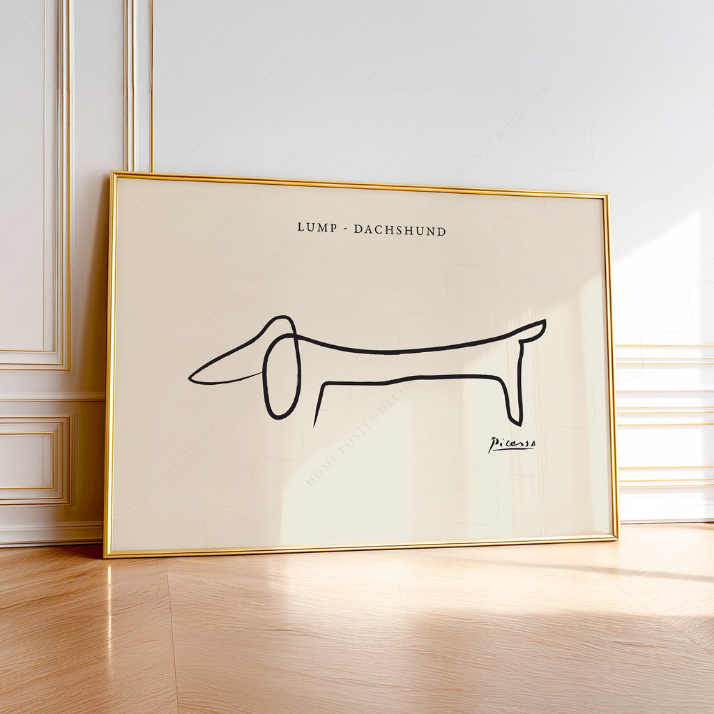 Pablo Picasso Lump Dachshund Line Drawing Print – Minimalist Wall Art