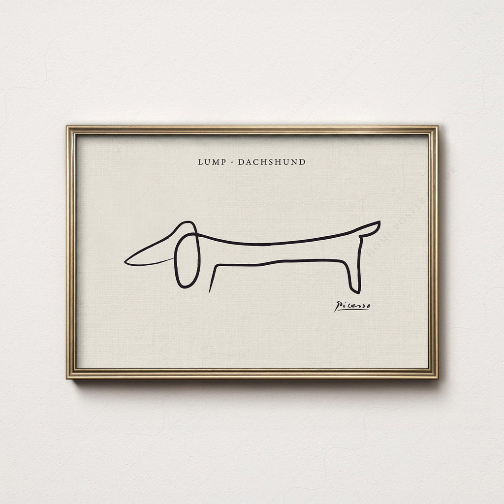 Pablo Picasso Lump Dachshund Line Drawing Print – Minimalist Wall Art