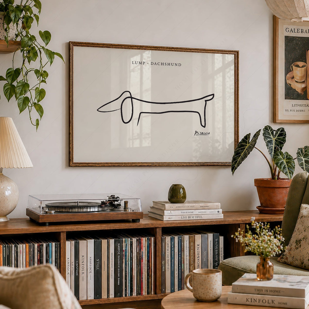 Pablo Picasso Lump Dachshund Line Drawing Print – Minimalist Wall Art