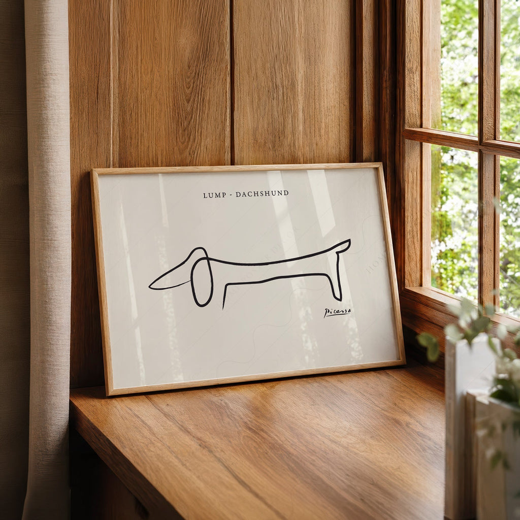 Pablo Picasso Lump Dachshund Line Drawing Print – Minimalist Wall Art