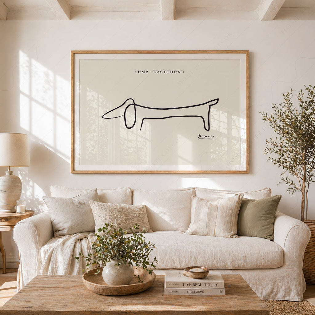 Pablo Picasso Lump Dachshund Line Drawing Print – Minimalist Wall Art