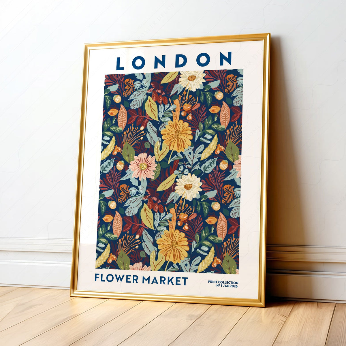 London Flower Market Print – Botanical Wall Art Autumn Floral Poster