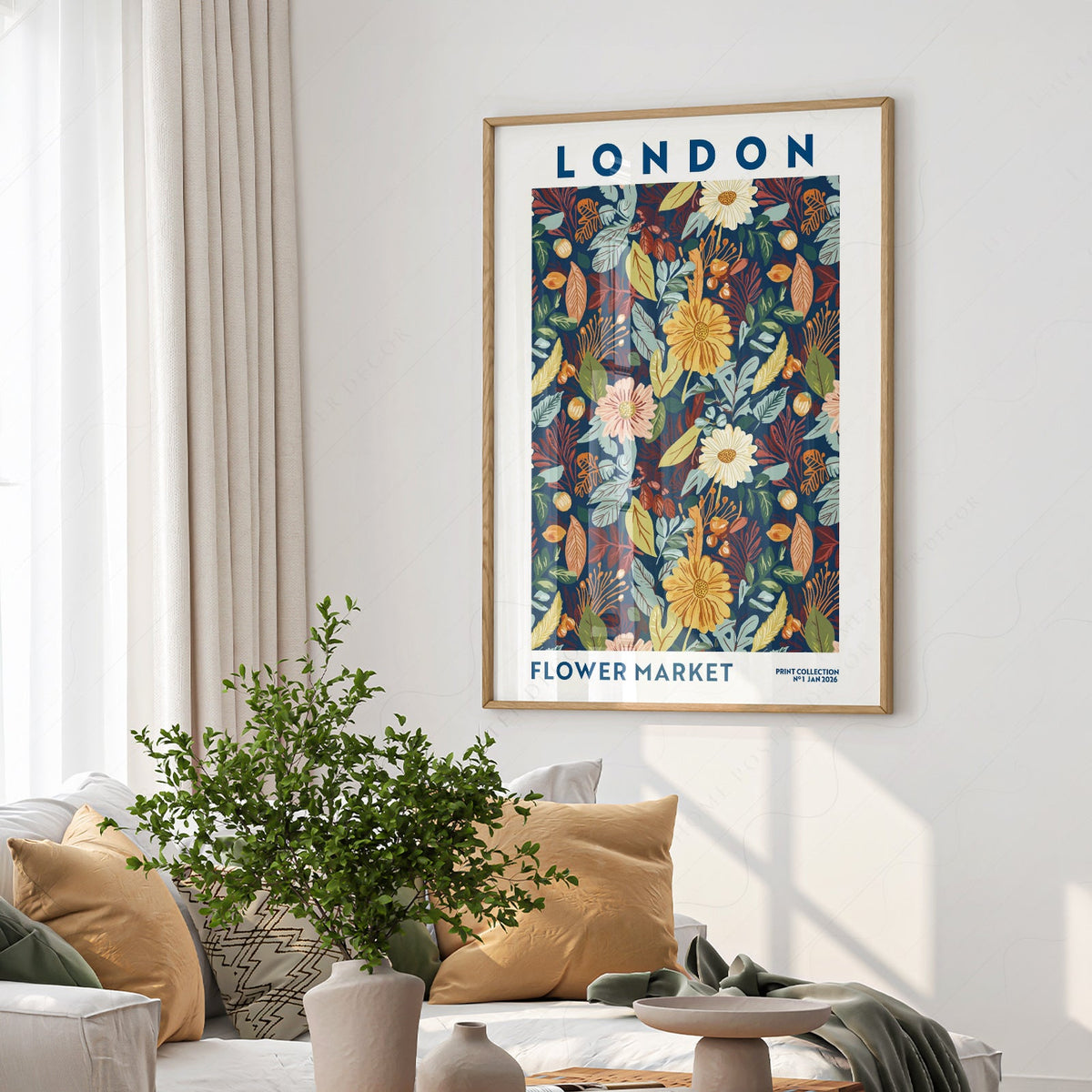 London Flower Market Print – Botanical Wall Art Autumn Floral Poster