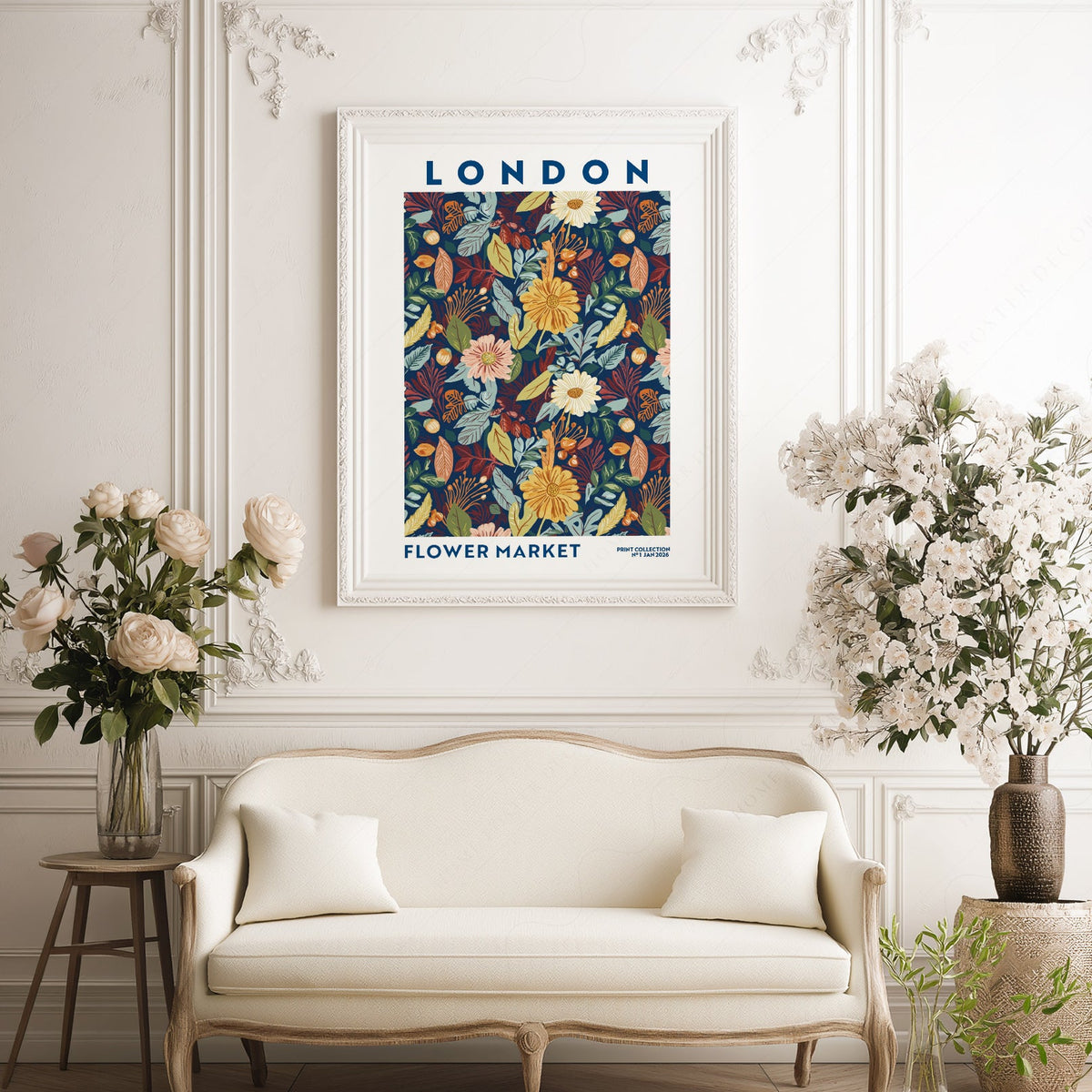 London Flower Market Print – Botanical Wall Art Autumn Floral Poster