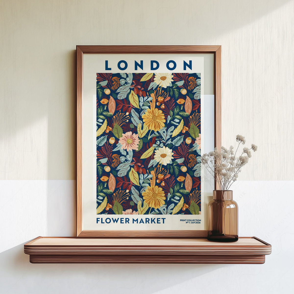 London Flower Market Print – Botanical Wall Art Autumn Floral Poster