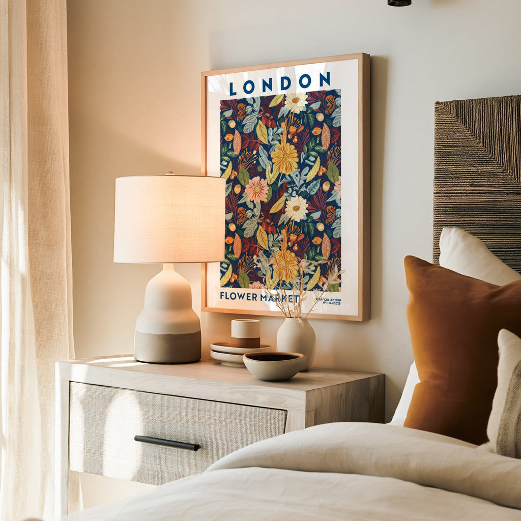 London Flower Market Print – Botanical Wall Art Autumn Floral Poster
