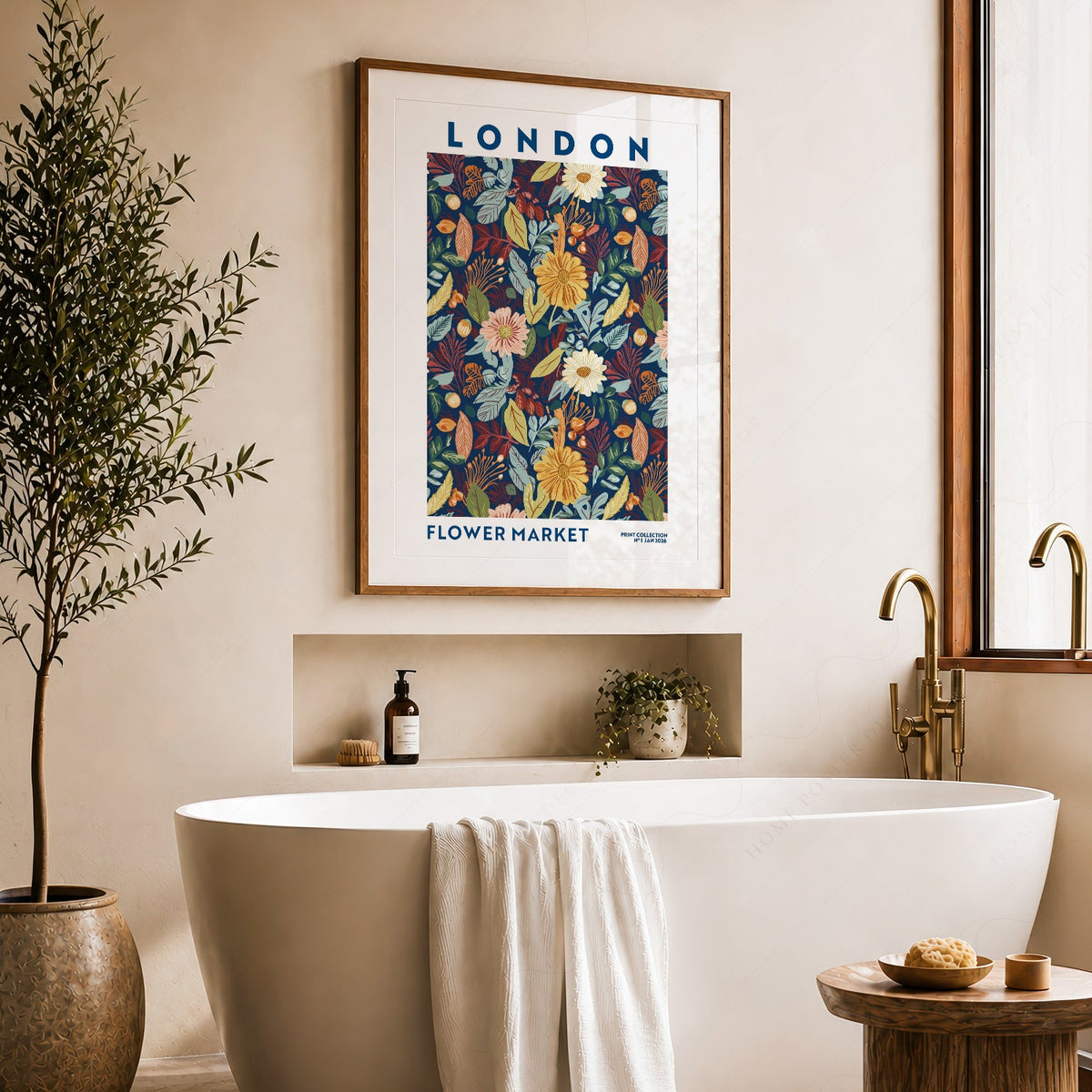 London Flower Market Print – Botanical Wall Art Autumn Floral Poster