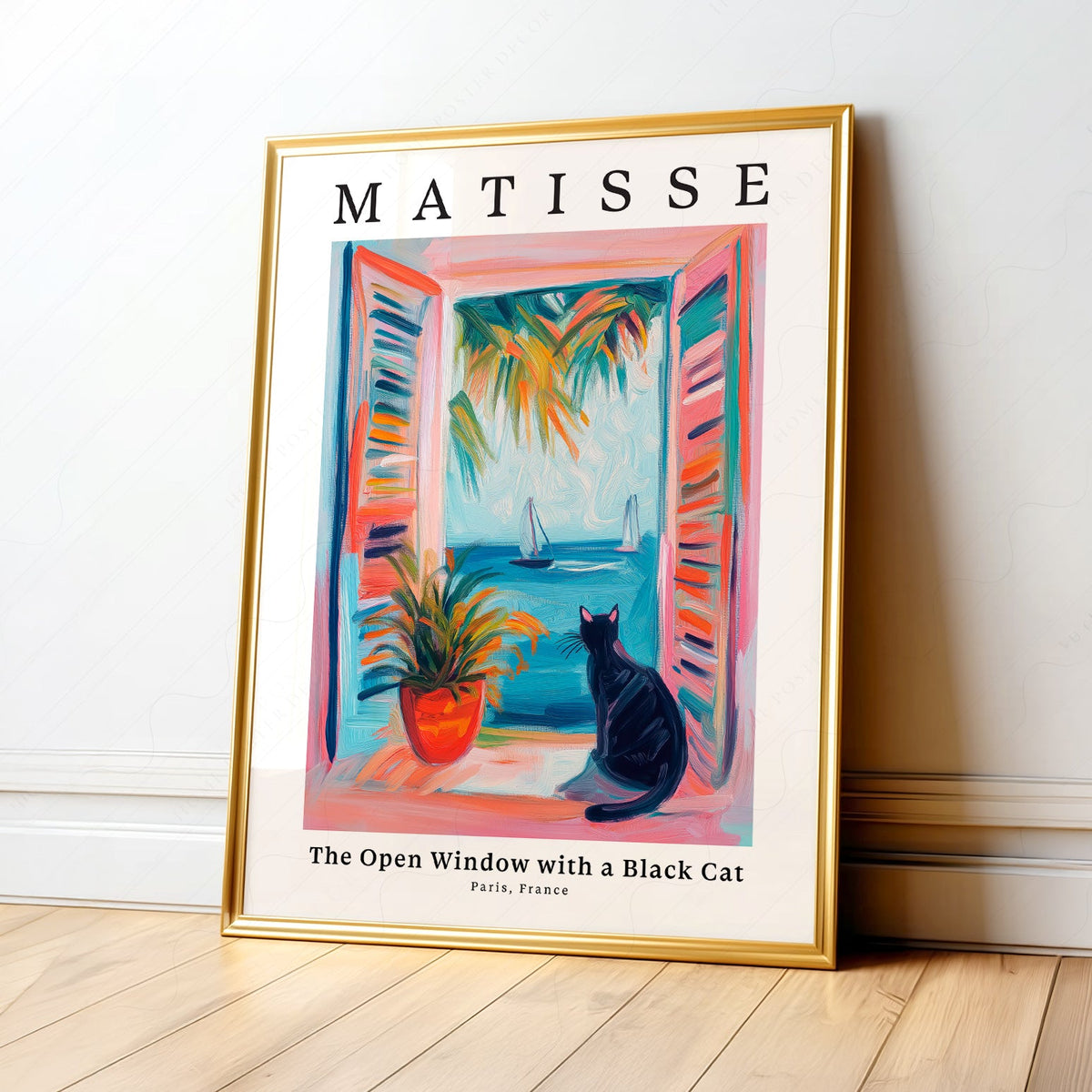 Matisse Inspired - The Open Window with a Black Cat Print – Colorful Wall Art