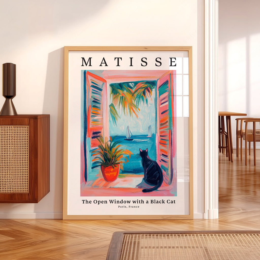 Matisse Inspired - The Open Window with a Black Cat Print – Colorful Wall Art