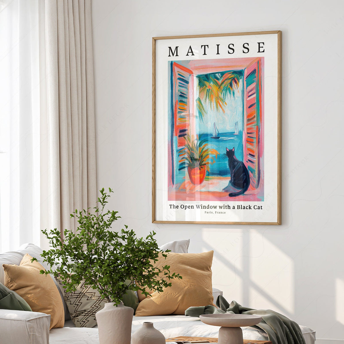 Matisse Inspired - The Open Window with a Black Cat Print – Colorful Wall Art