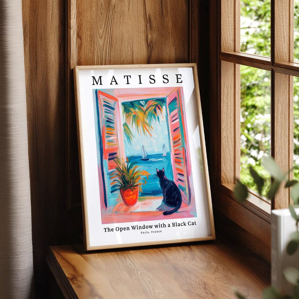 Matisse Inspired - The Open Window with a Black Cat Print – Colorful Wall Art