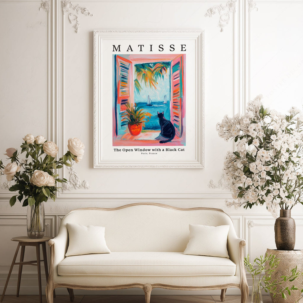 Matisse Inspired - The Open Window with a Black Cat Print – Colorful Wall Art