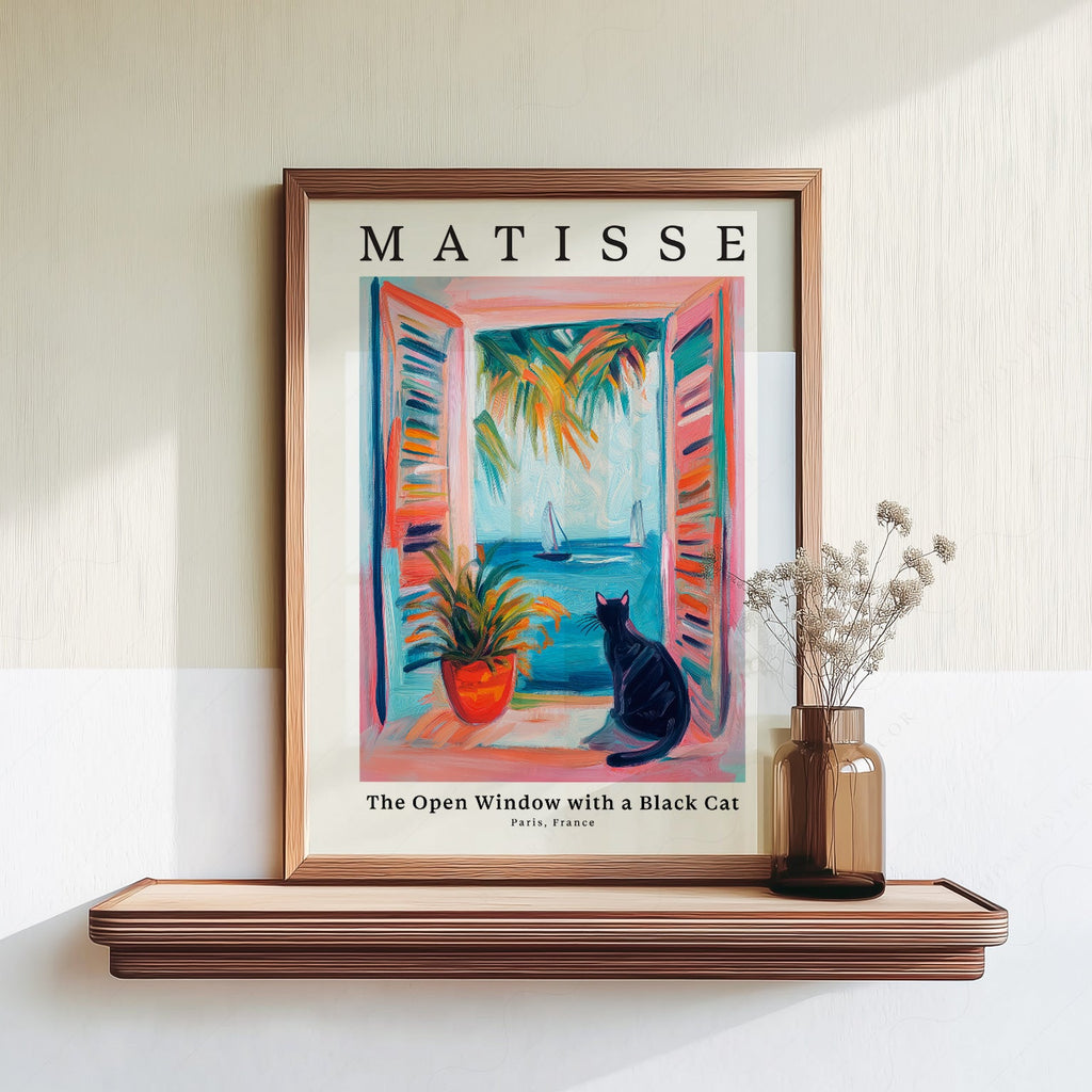 Matisse Inspired - The Open Window with a Black Cat Print – Colorful Wall Art