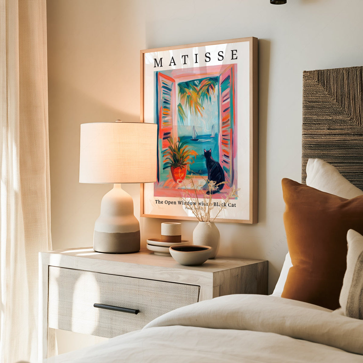 Matisse Inspired - The Open Window with a Black Cat Print – Colorful Wall Art