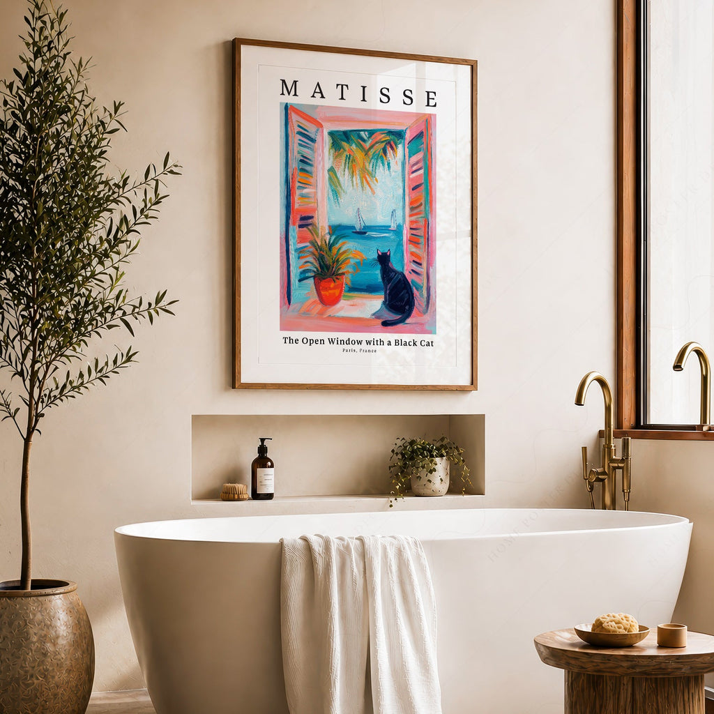 Matisse Inspired - The Open Window with a Black Cat Print – Colorful Wall Art