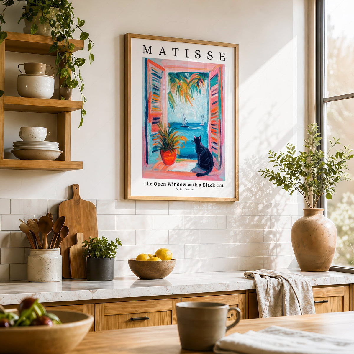 Matisse Inspired - The Open Window with a Black Cat Print – Colorful Wall Art