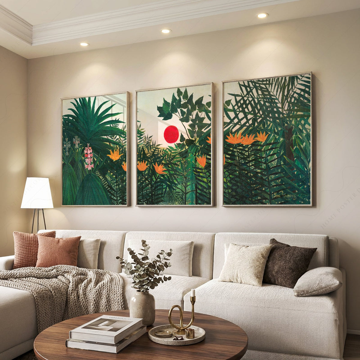 Henri Rousseau Jungle Set of 3 Prints – Tropical Forest Wall Art Decor