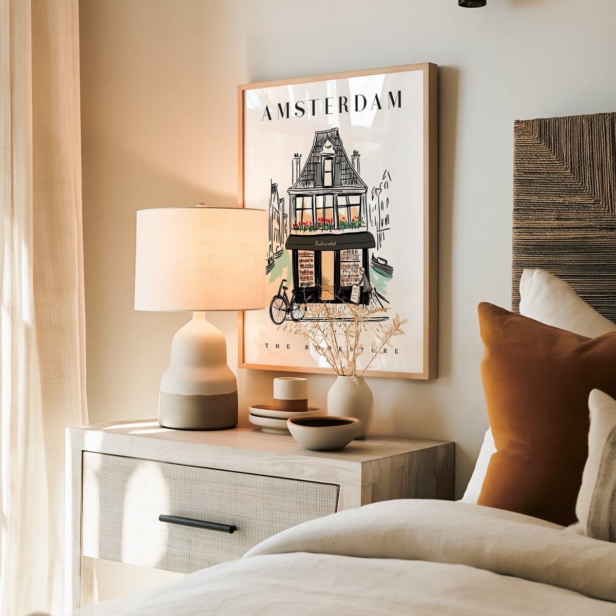 Amsterdam Bookstore Art Print – Charming Dutch Bookshop Wall Poster