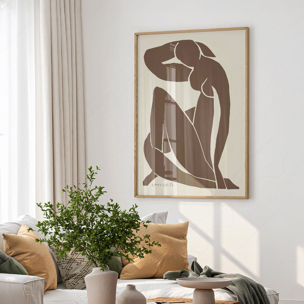 Henri Matisse Blue Nude Brown Art Print – Minimalist Modern Wall Decor