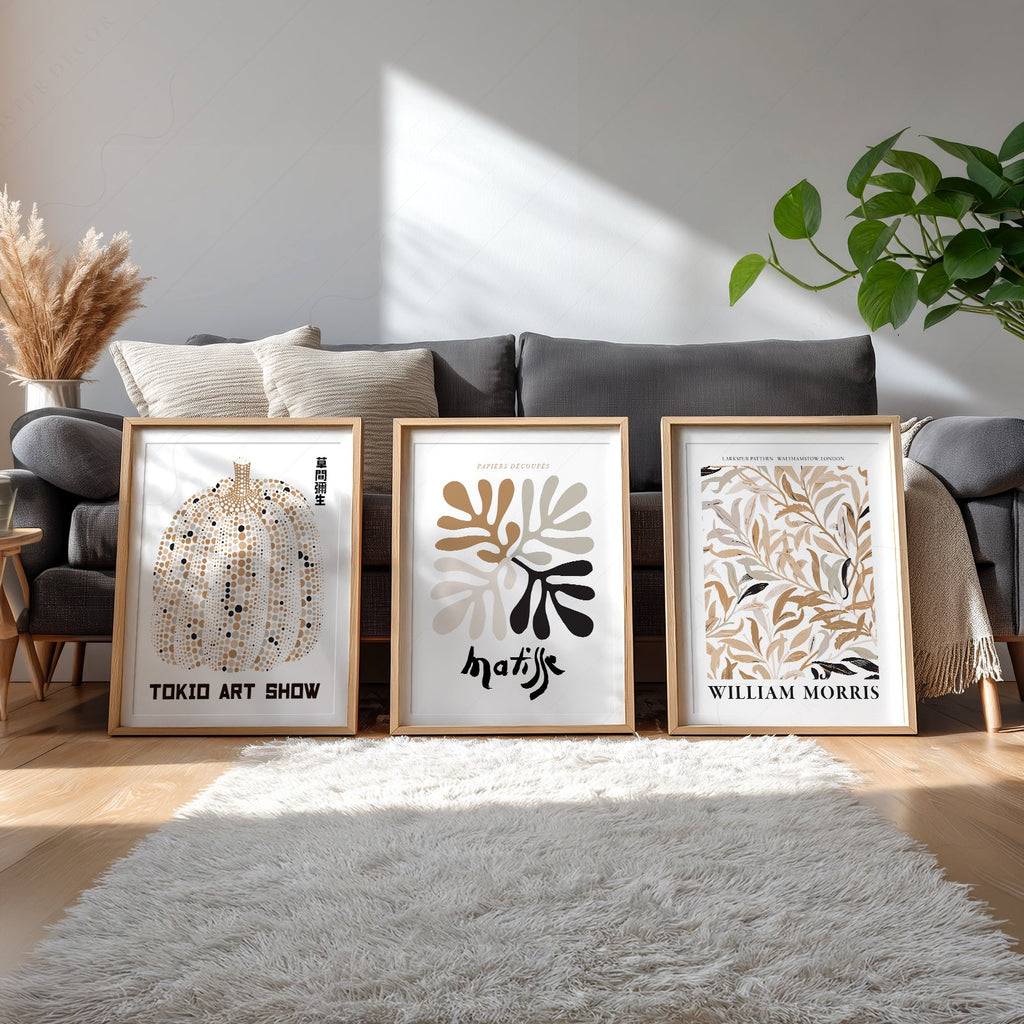 Matisse Kusama Morris Gallery Wall Set of 3 – Neutral Boho Art Prints