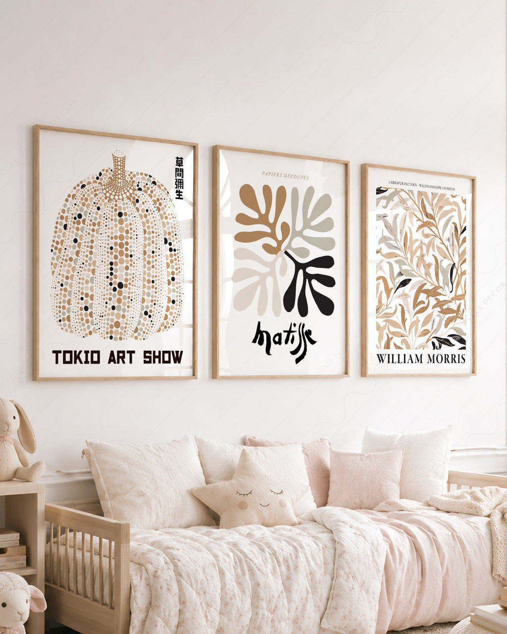 Matisse Kusama Morris Gallery Wall Set of 3 – Neutral Boho Art Prints