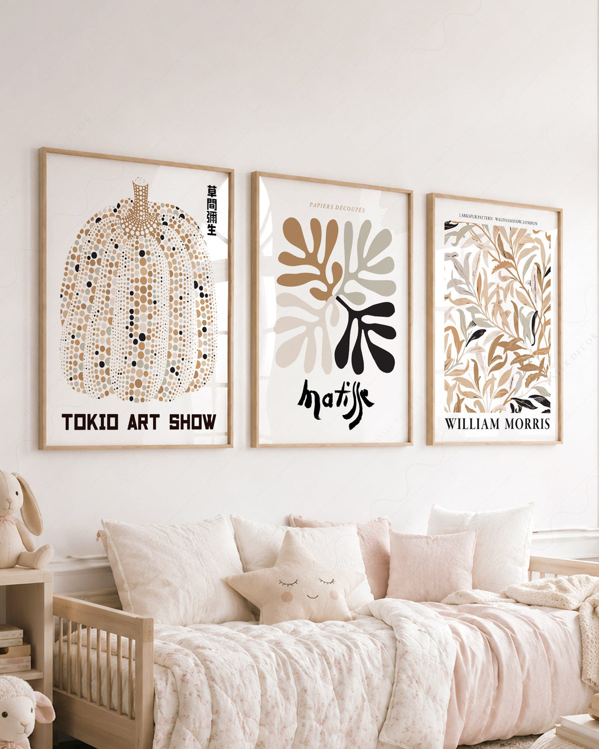 Matisse Kusama Morris Gallery Wall Set of 3 – Neutral Boho Art Prints