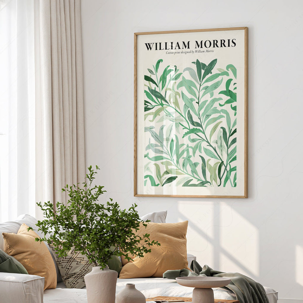 William Morris Green Leaves Cotton Print – Botanical Wall Art Poster