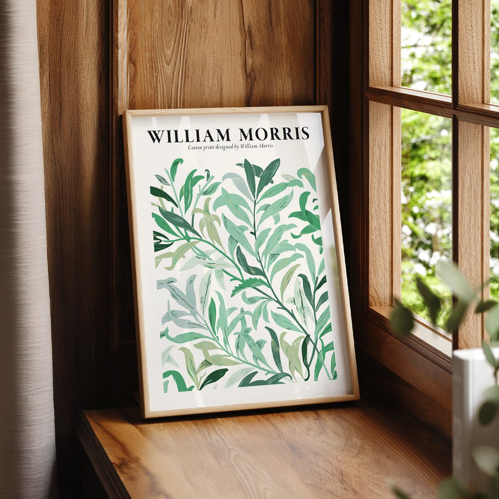 William Morris Green Leaves Cotton Print – Botanical Wall Art Poster