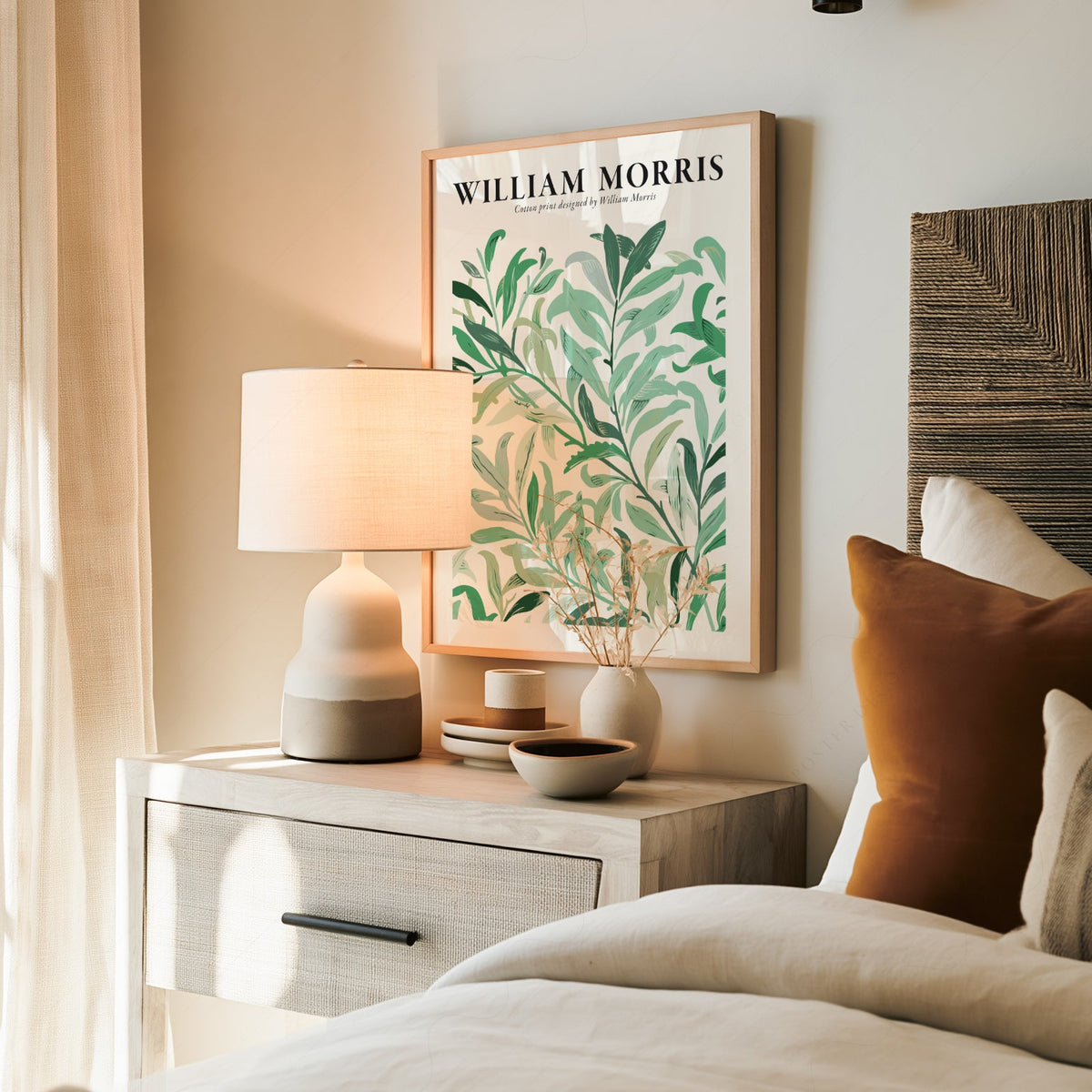 William Morris Green Leaves Cotton Print – Botanical Wall Art Poster