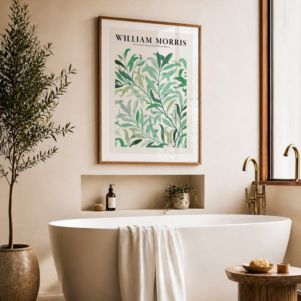 William Morris Green Leaves Cotton Print – Botanical Wall Art Poster