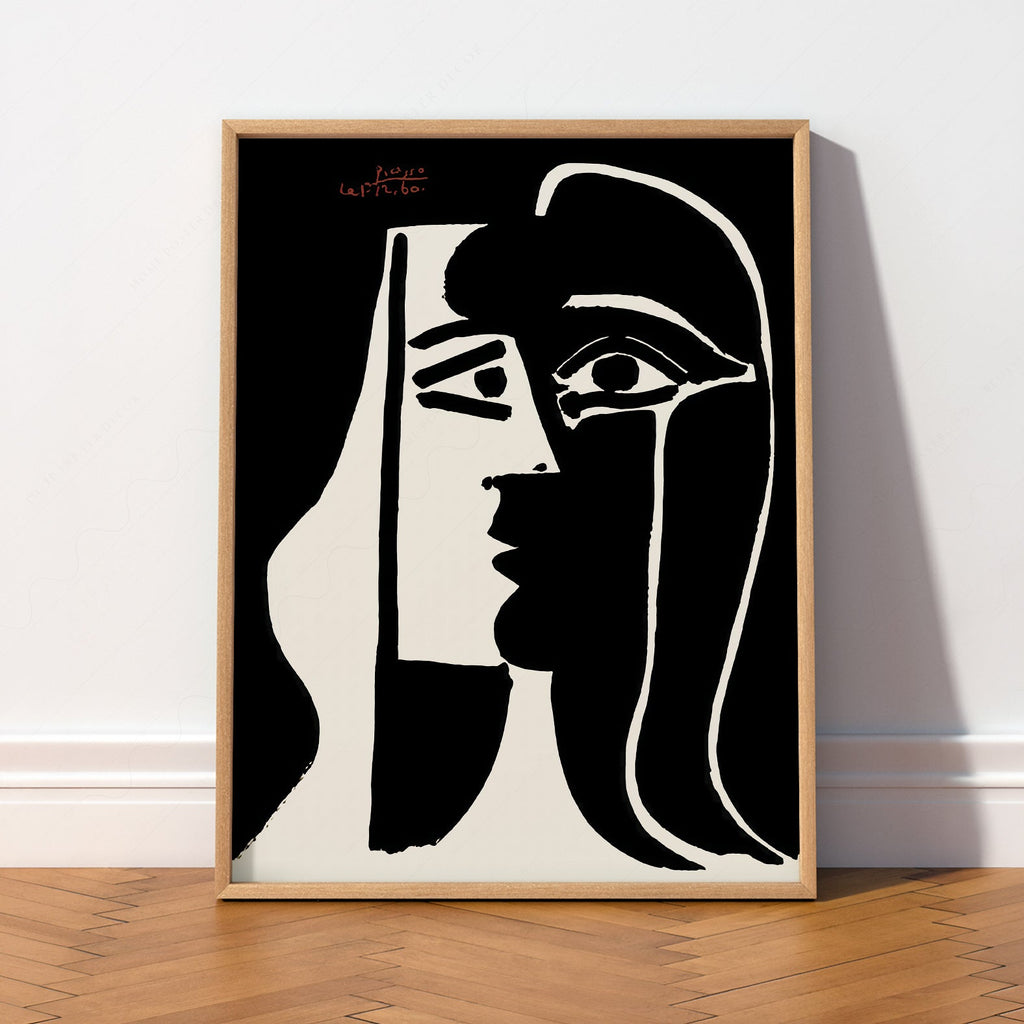 Pablo Picasso Two Faces Art Print – Black White Modern Wall Decor