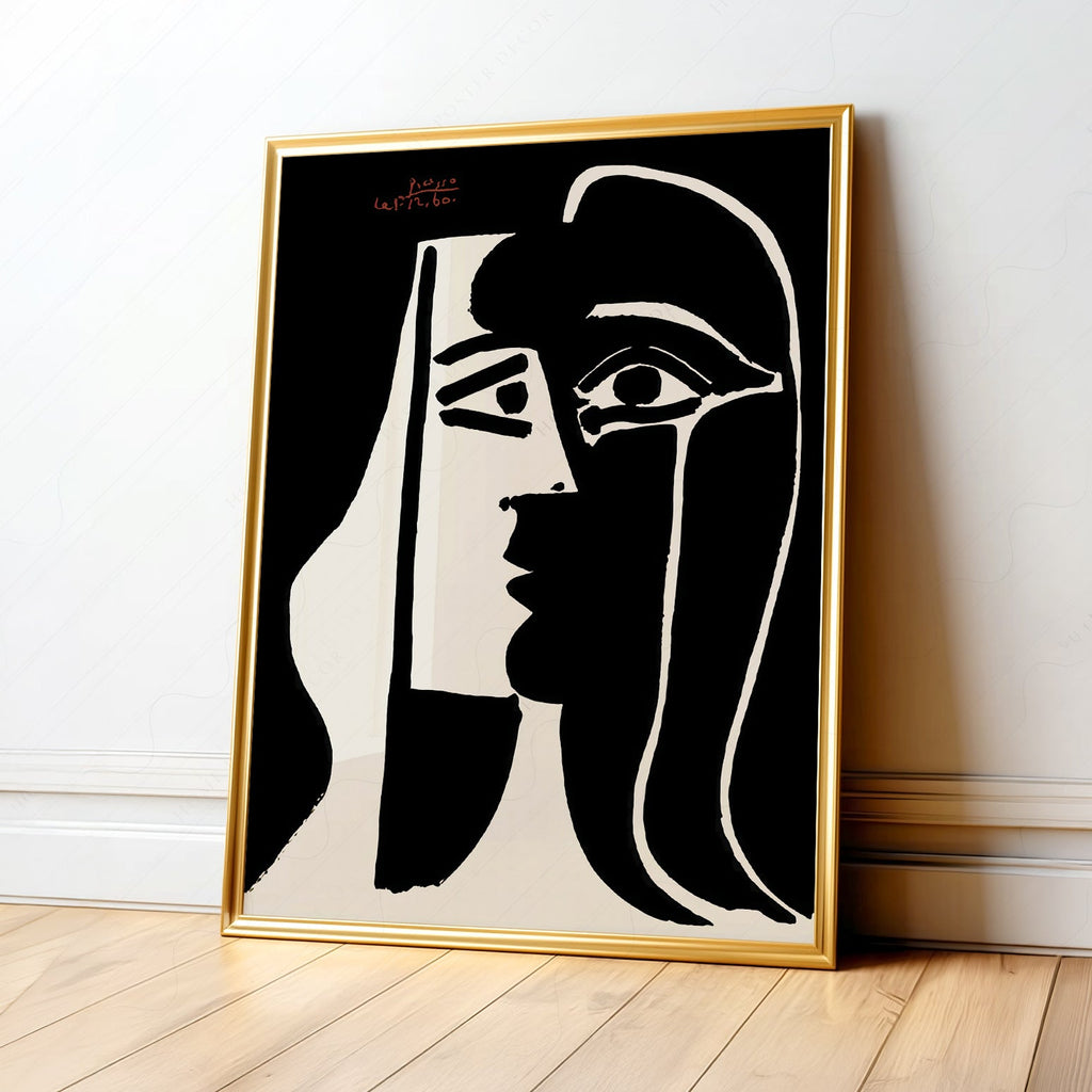 Pablo Picasso Two Faces Art Print – Black White Modern Wall Decor