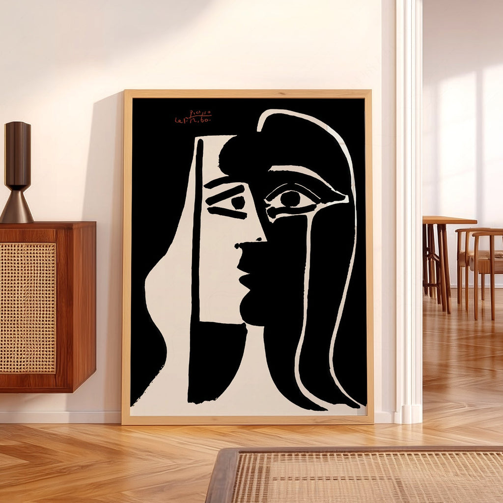 Pablo Picasso Two Faces Art Print – Black White Modern Wall Decor