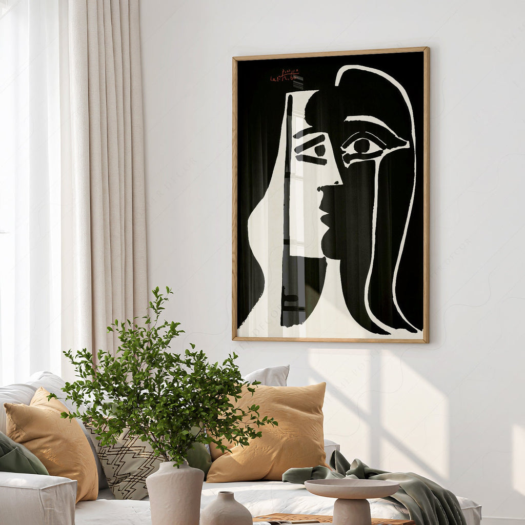 Pablo Picasso Two Faces Art Print – Black White Modern Wall Decor