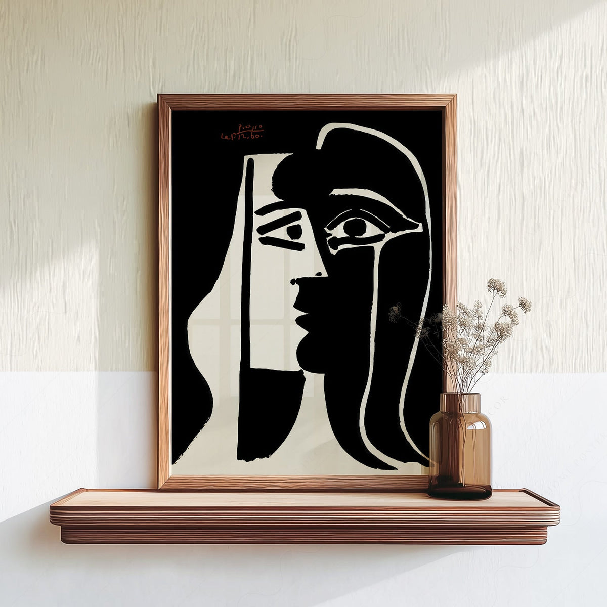 Pablo Picasso Two Faces Art Print – Black White Modern Wall Decor