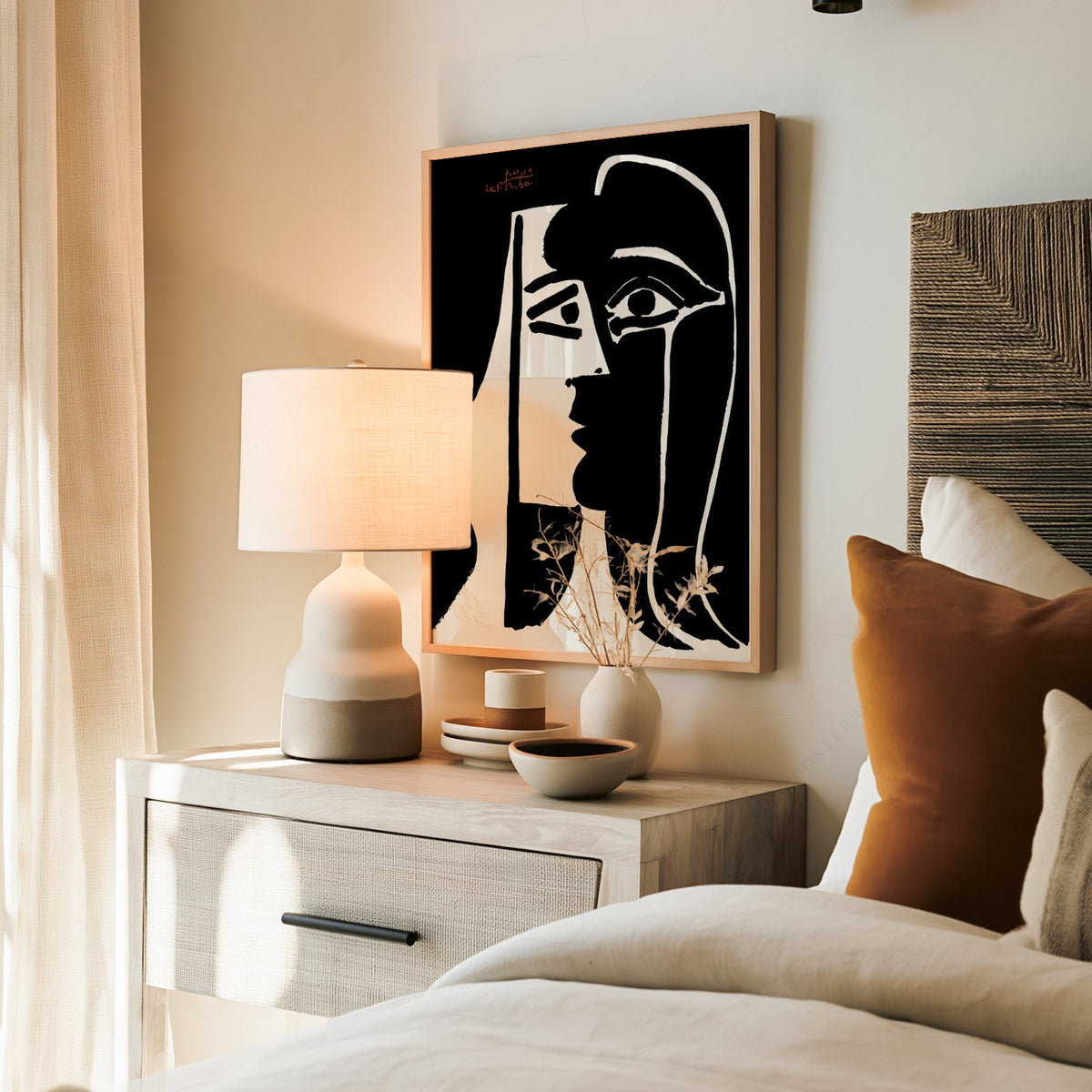 Pablo Picasso Two Faces Art Print – Black White Modern Wall Decor