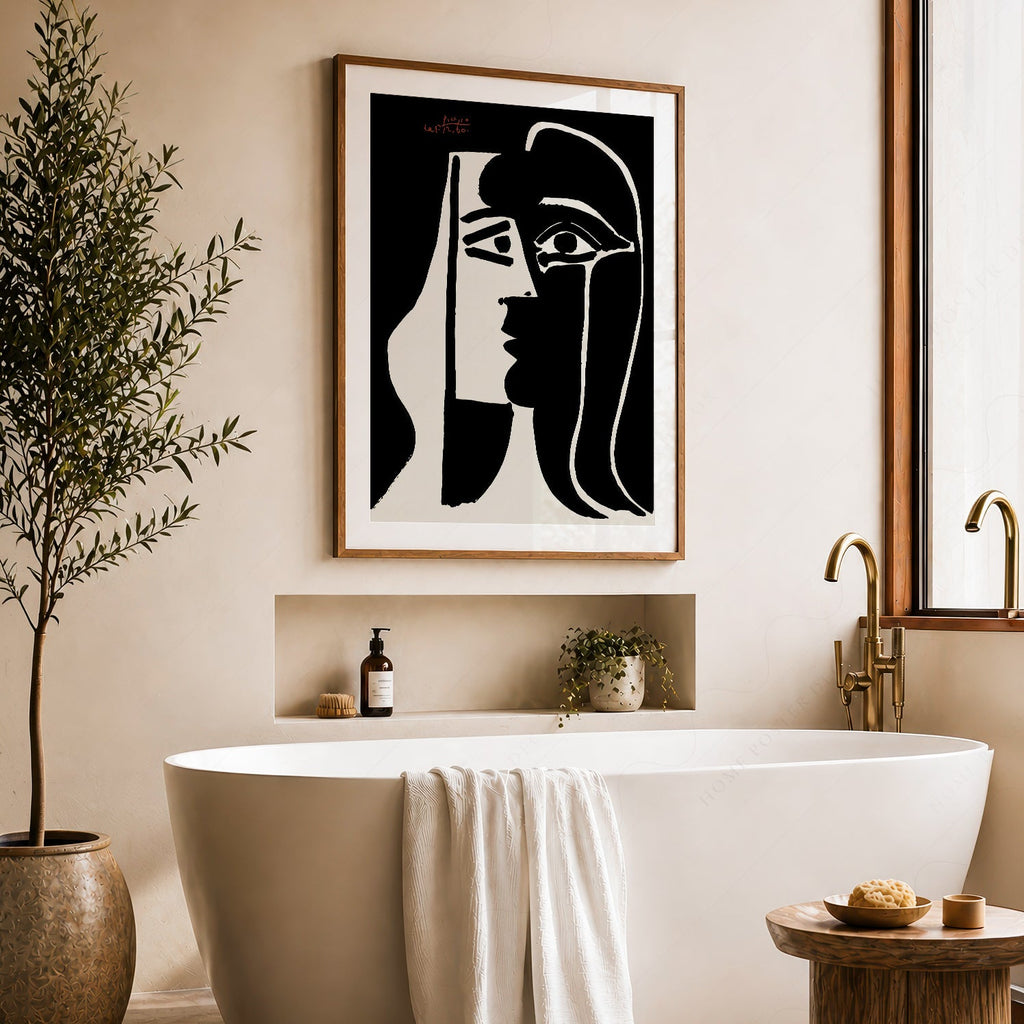 Pablo Picasso Two Faces Art Print – Black White Modern Wall Decor