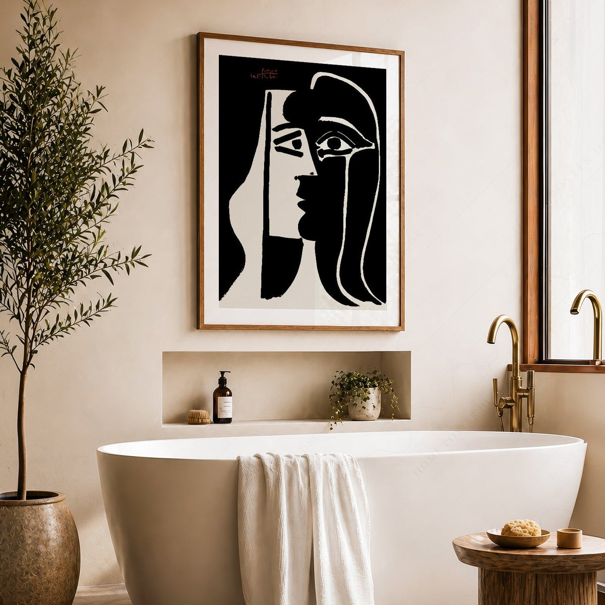 Pablo Picasso Two Faces Art Print – Black White Modern Wall Decor
